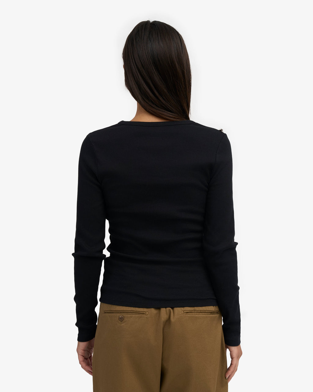 RIB LS T-SHIRT - BLACK