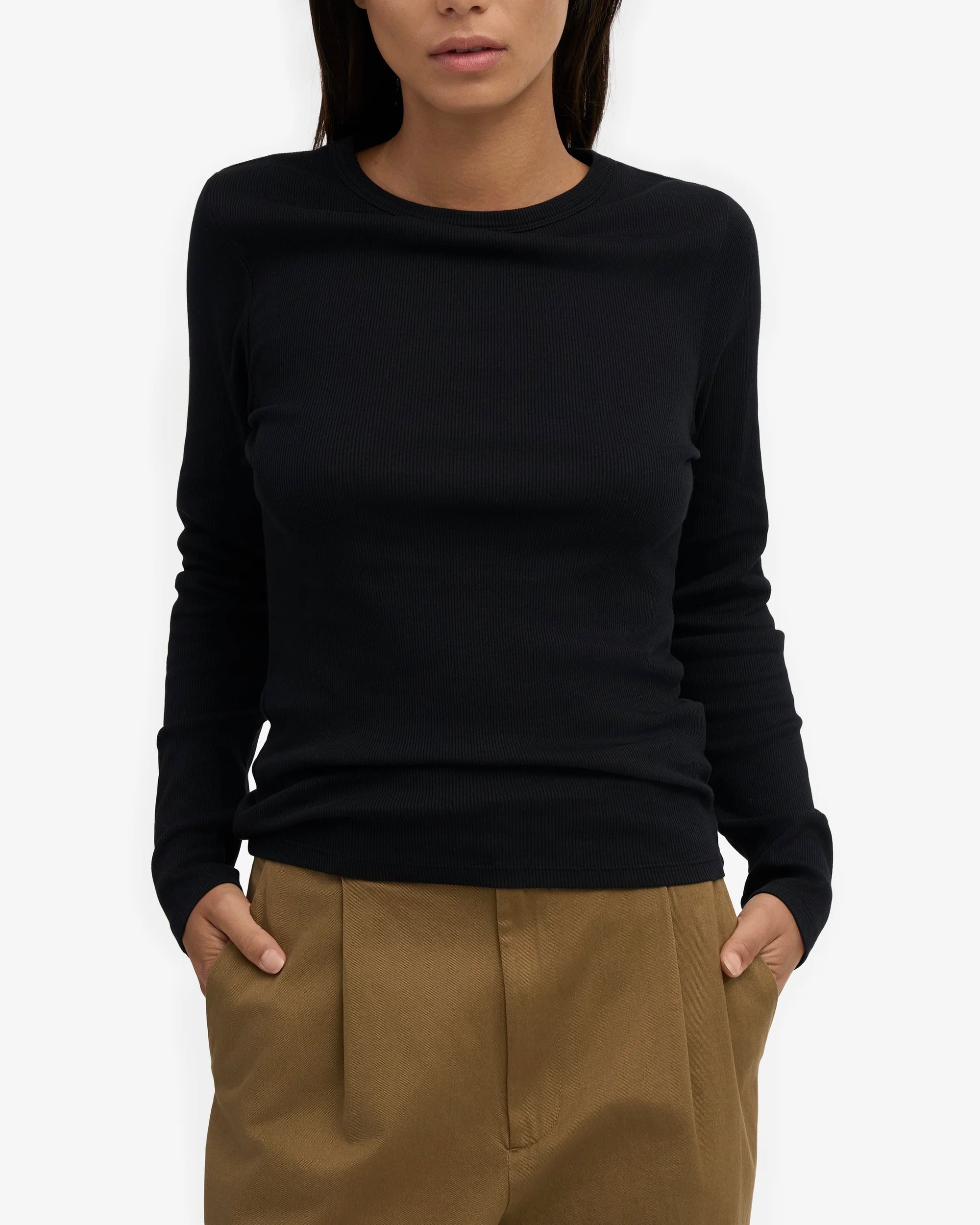 RIB LS T-SHIRT - BLACK