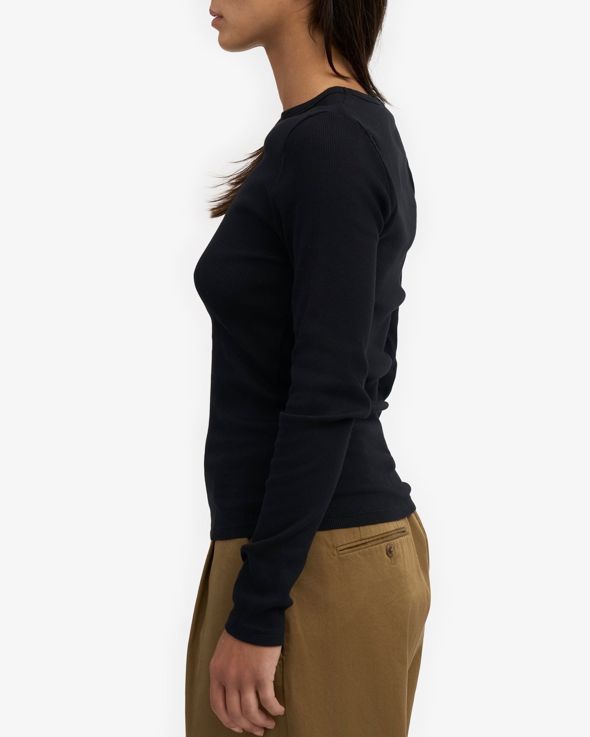 RIB LS T-SHIRT - BLACK