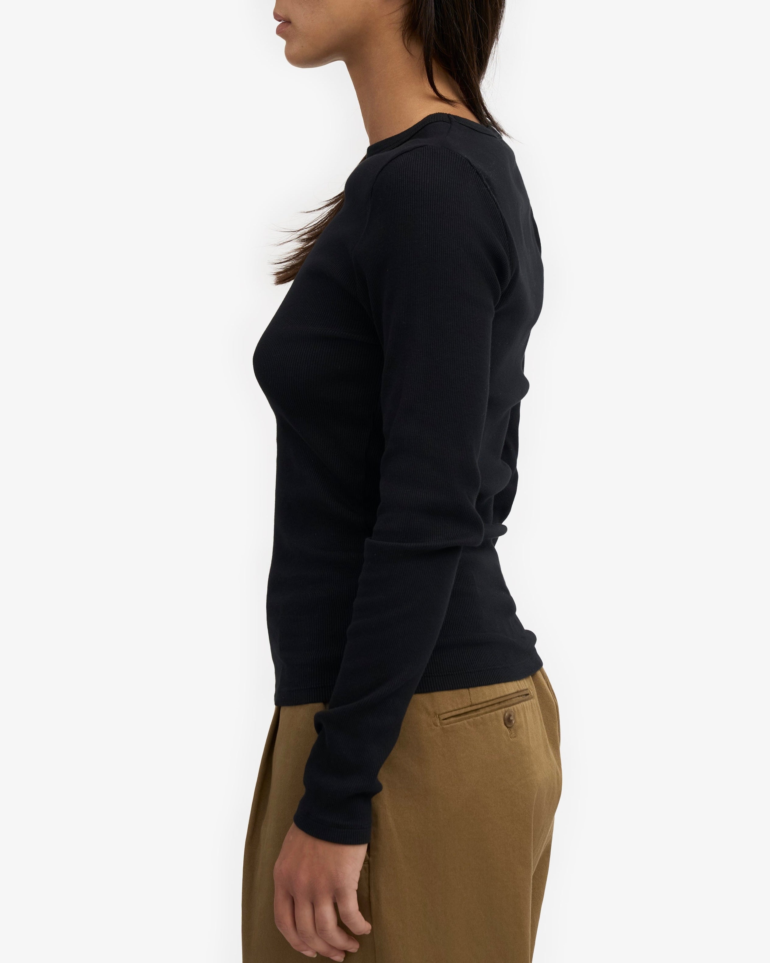 RIB LS T-SHIRT - BLACK